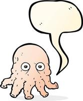 cartoon alien squid face with speech bubble vector