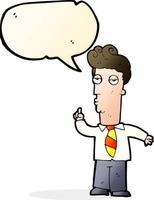 cartoon bored man asking question with speech bubble vector