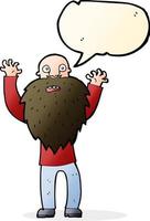 cartoon frightened old man with beard with speech bubble vector