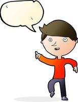 cartoon happy pointing with speech bubble vector