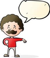 cartoon man making camp gesture with speech bubble vector