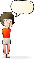 cartoon pretty woman with speech bubble vector