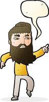 cartoon bearded man pointing the way with speech bubble vector