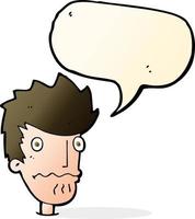 cartoon nervous man with speech bubble vector