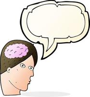 cartoon head with brain symbol with speech bubble vector