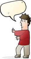 cartoon nervous man waving with speech bubble vector