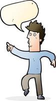 cartoon worried man pointing with speech bubble vector