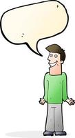 cartoon man shrugging shoulders with speech bubble vector