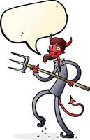 cartoon devil with pitchfork with speech bubble vector