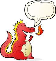 cartoon fire breathing dragon with speech bubble vector