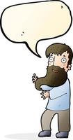 cartoon excited bearded man with speech bubble vector