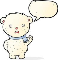 cartoon polar bear wearing scarf with speech bubble vector