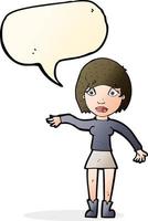 cartoon surprised woman with speech bubble vector