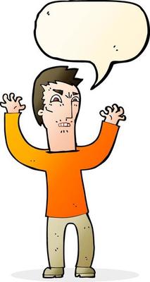 cartoon angry man with speech bubble