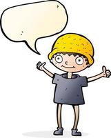 cartoon boy with positive attitude with speech bubble vector