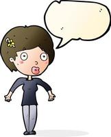 cartoon shocked woman with speech bubble vector