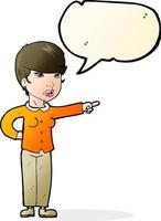 cartoon woman pointing finger of blame with speech bubble vector