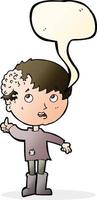 cartoon boy with growth on head with speech bubble vector