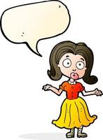 cartoon confused girl with speech bubble vector