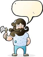 cartoon lumberjack with axe with speech bubble vector