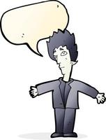 cartoon vampire man with speech bubble vector