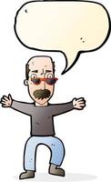 cartoon old man waving arms with speech bubble vector