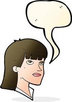 cartoon serious woman with speech bubble vector