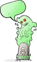 cartoon ghost rising from grave with speech bubble vector