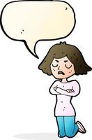 cartoon annoyed woman with speech bubble vector