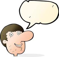 cartoon happy male face with speech bubble vector