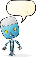 caricatura, triste, robot, con, burbuja del discurso vector