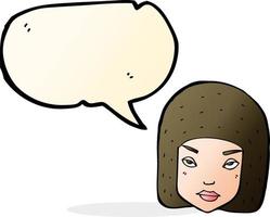 cartoon annoyed female face with speech bubble vector