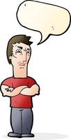 cartoon annoyed man with folded arms with speech bubble vector