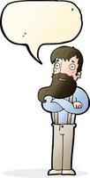 cartoon bearded hipster man with speech bubble vector