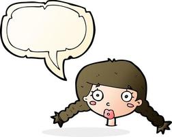 cartoon confused female face with speech bubble vector