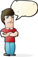 cartoon annoyed man with folded arms with speech bubble vector