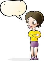 cartoon pretty woman with speech bubble vector