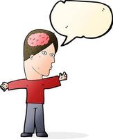 cartoon man with brain with speech bubble vector