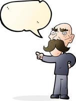 cartoon annoyed old man pointing with speech bubble vector