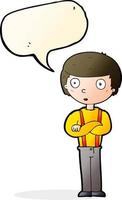 cartoon staring boy with speech bubble vector