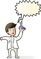 cartoon happy scientist with speech bubble vector