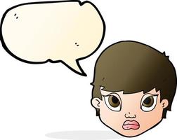 cartoon sulking woman with speech bubble vector