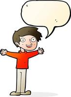 cartoon enthusiastic man with speech bubble vector