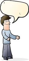 cartoon man shrugging shoulders with speech bubble vector