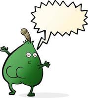 a nice pear cartoon with speech bubble vector