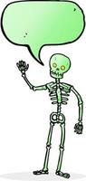 cartoon waving skeleton with speech bubble vector