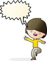 cartoon happy boy dancing with speech bubble vector