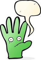 cartoon hand with eyes with speech bubble vector