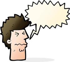cartoon stressed out face with speech bubble vector