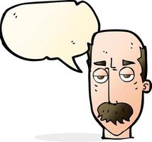 cartoon bored old man with speech bubble vector